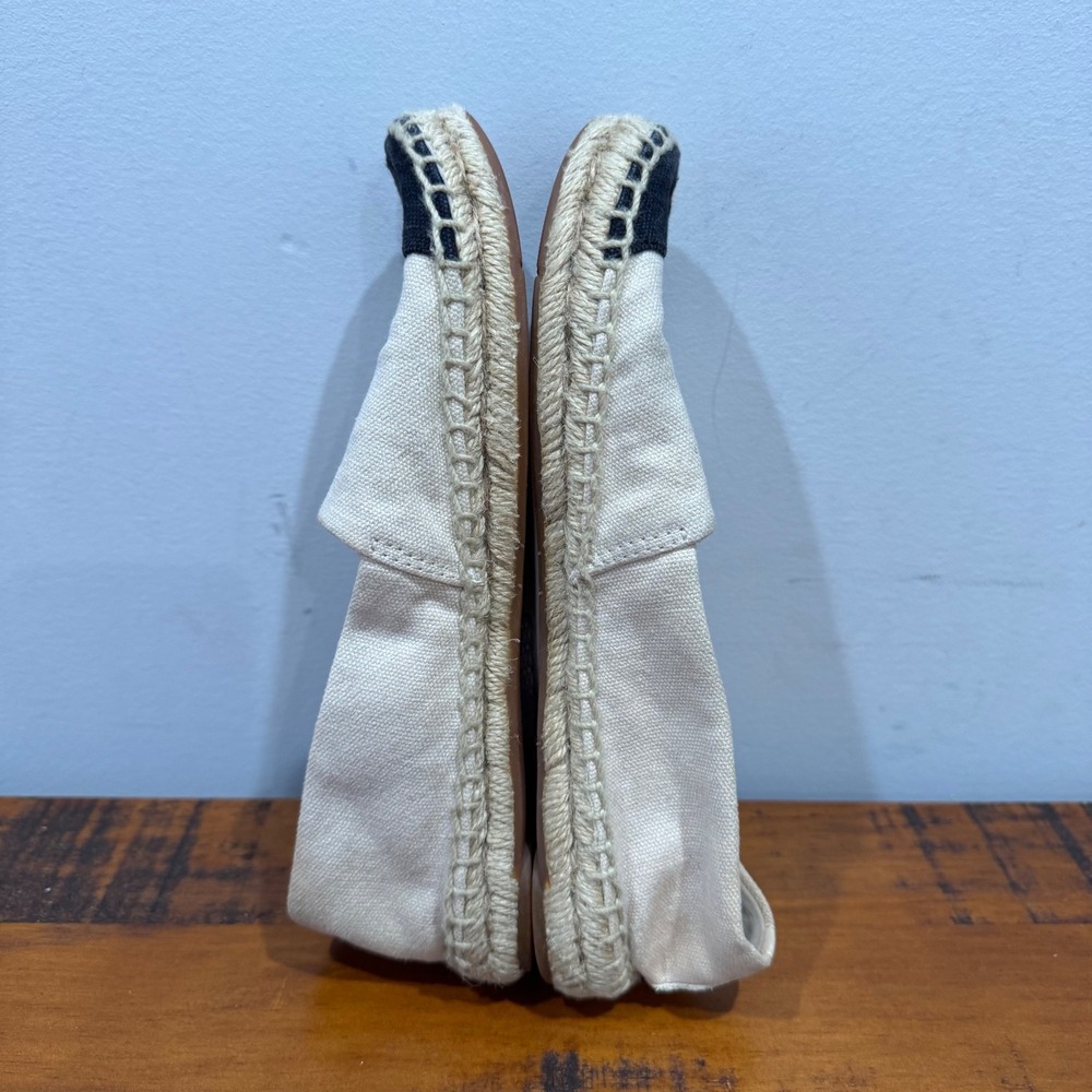 Tory Burch Canvas Espadrille Flats Cream Color-Block Logo Cap Toe Women's 6.5 - Picture 6 of 9